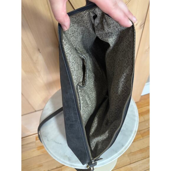 Joy Susan | Black Distressed Vegan Leather Large Crossbody Bag - Picture 6 of 11